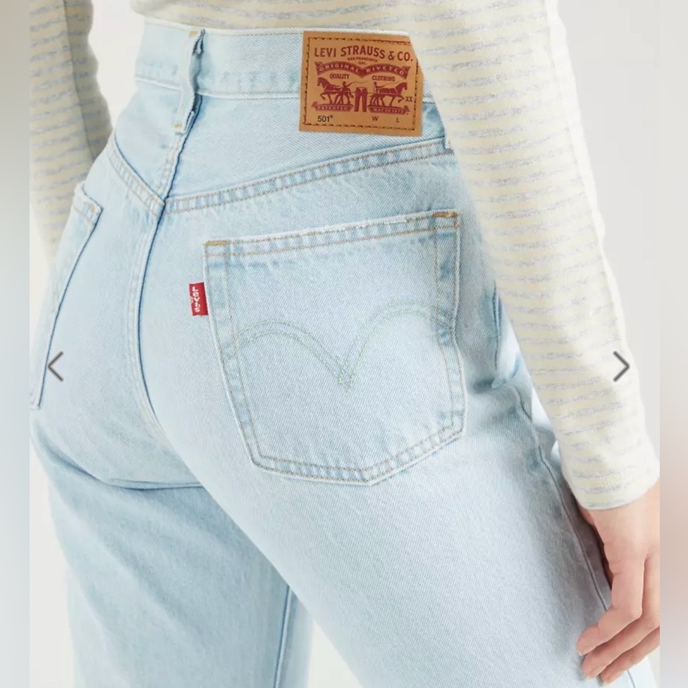 501® LEVI’S®ORIGINAL JEAN Straight Leg High Rise Button Fly Ojai Lake Blue Sz 28